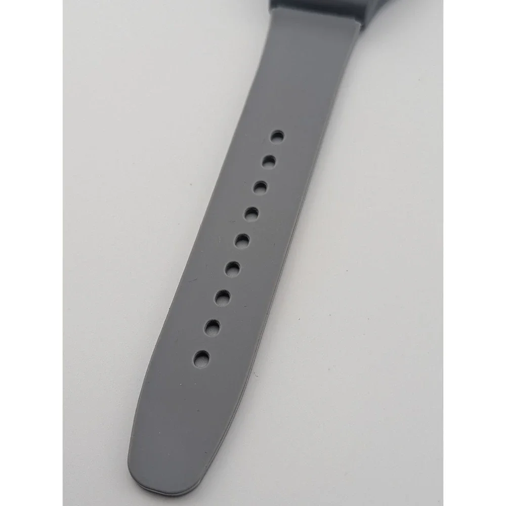 Men's Quartz Watch 41mm Plastic Case Gray Silicone Band- New‎ Battery